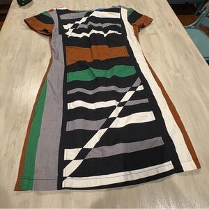 Derek Lam Black/White/Brown/Green Geometric Mini Dress 6